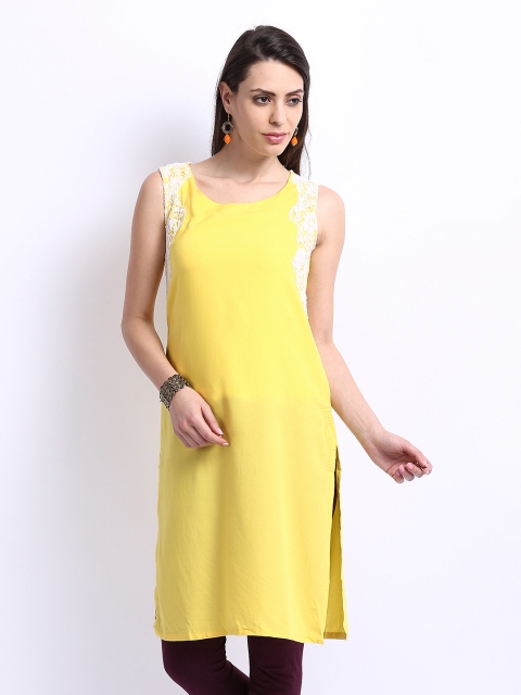 

W Women Yellow Sleeveless Kurta