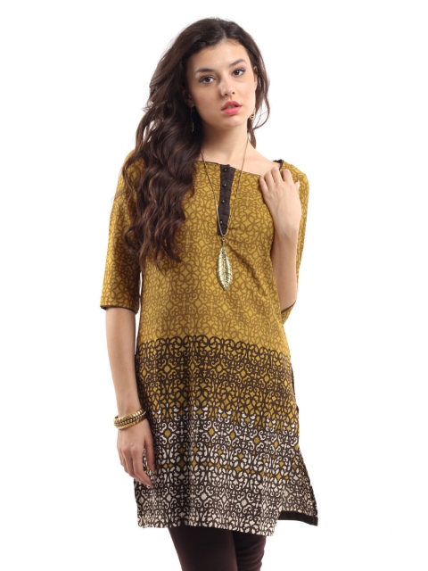 

W Women Mustard Printed Kurta