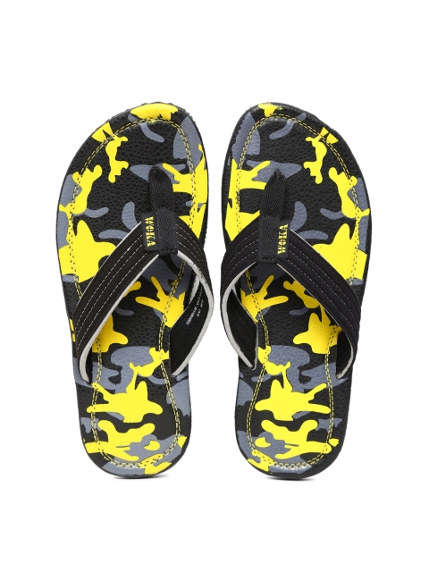 

WOKA Men Black Printed Flip-Flops