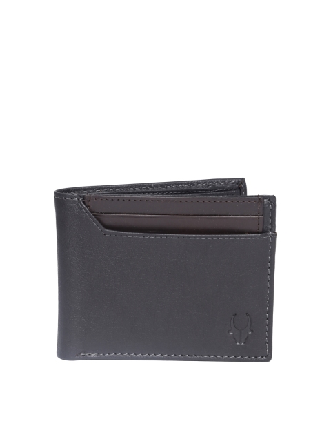 

WildHorn Men Charcoal Grey Leather Wallet