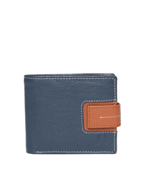 

WildHorn Men Navy Leather Wallet, Navy blue