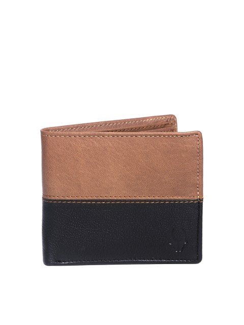 

WildHorn Men Tan Brown & Black Leather Wallet
