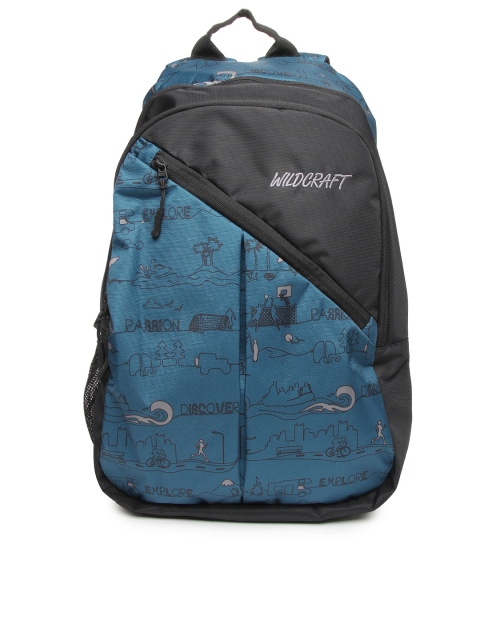 

Wildcraft Unisex Blue & Black Printed Backpack