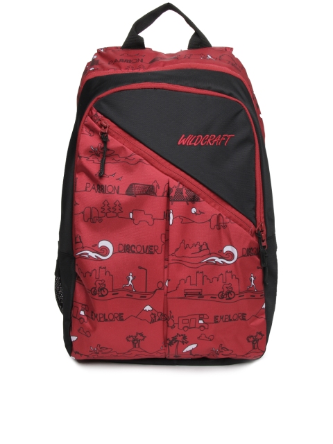 

Wildcraft Unisex Red & Black Printed Backpack