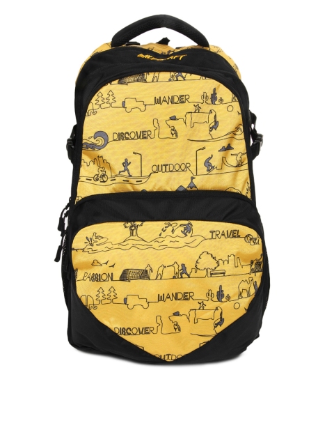 

Wildcraft Unisex Yellow & Black Printed Backpack