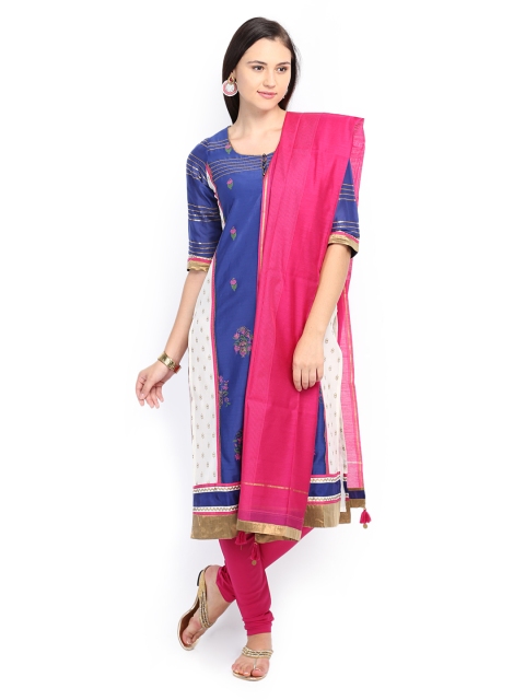 

Wishful by W Women Blue & Pink Churidar Kurta with Dupatta