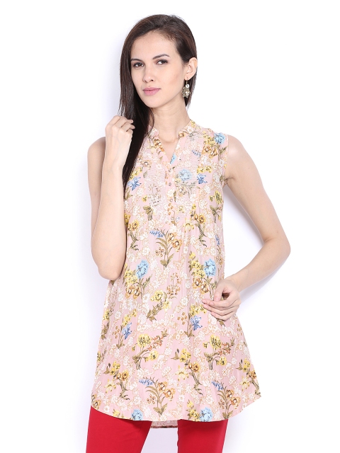

Wishful by W Women Light Peach Coloured Printed Kurta