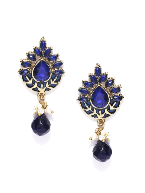 

Zaveri Pearls Blue Gold-Plated Drop Earrings