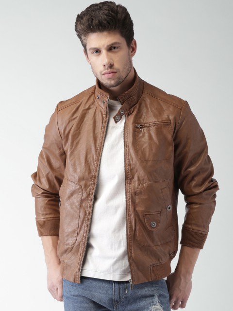 Mast Harbour Brown Faux Leather Biker Jacket Jackets For Men Next