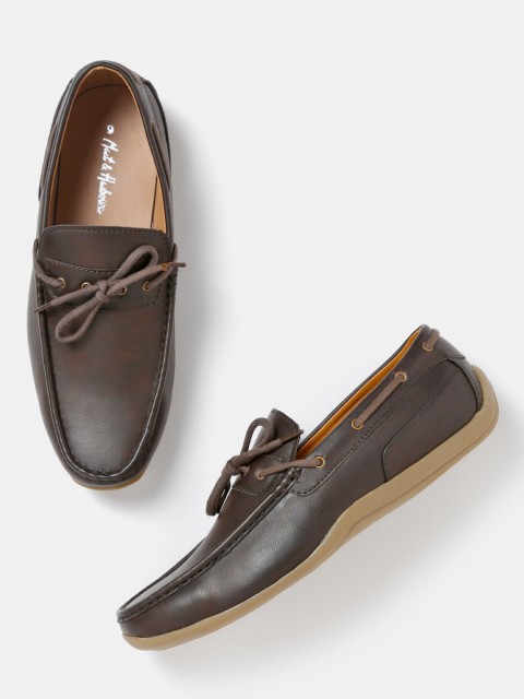 Men Coffee Brown Solid Boat Shoes 