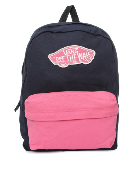 navy and pink backpack