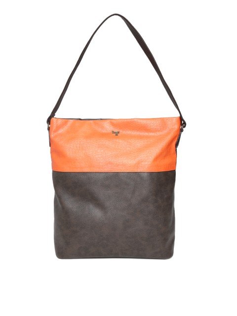 Baggit Brown Orange Colourblocked Oversized Hobo Bag Baggit Brown Orange Colourblocked Oversized Hobo Bag Handbags For Women 1612619 Myntra