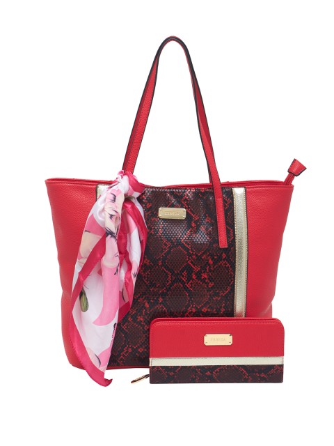 Esbeda Red Snakeskin Print Shoulder Bag With Wallet Scarf Esbeda Red Snakeskin Print Shoulder Bag With Wallet Scarf Handbags For Women 1775877 Myntra