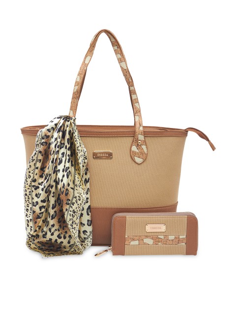 Esbeda Beige Brown Colourblocked Shoulder Bag With Wallet Esbeda Beige Brown Colourblocked Shoulder Bag With Wallet Scarf Handbags For Women 1775896 Myntra