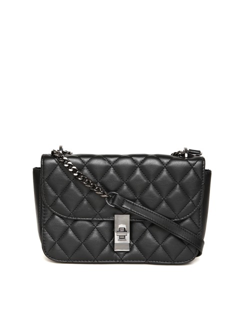 Mango Black Quilted Sling Bag Handbags For Women 1798685 Myntra