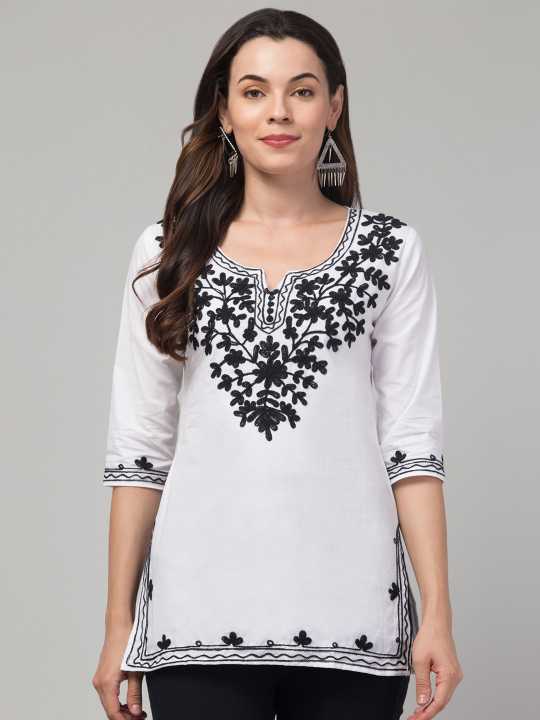 CROWN KING Embroidered Pure Cotton Kurti