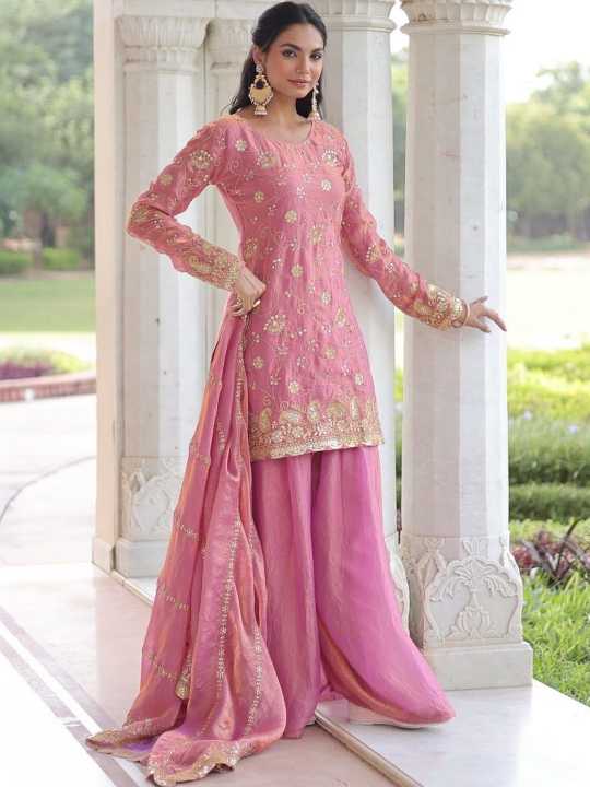 FVD Women Ethnic Motifs Embroidered Regular Gotta Patti Kurta with Palazzos & With Dupatta