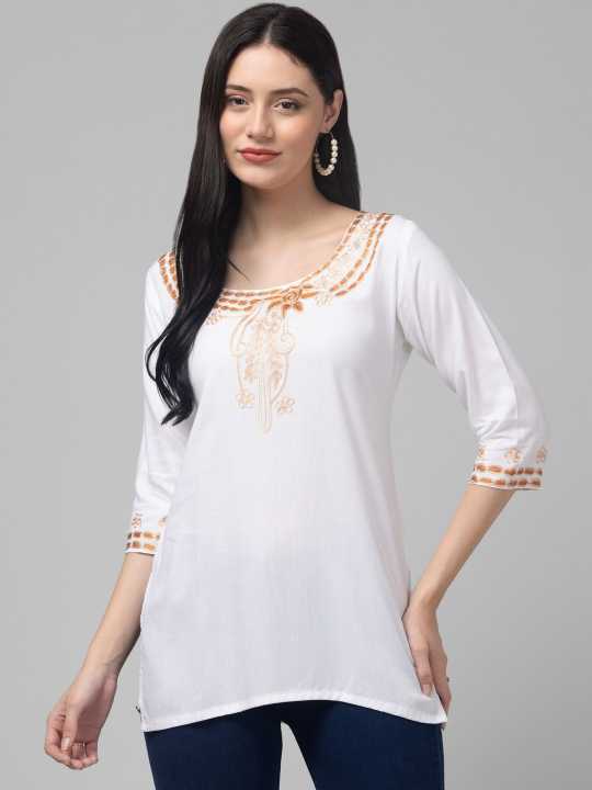 TRENDY ERA Ethnic Motifs Embroidered Handloom Kurti