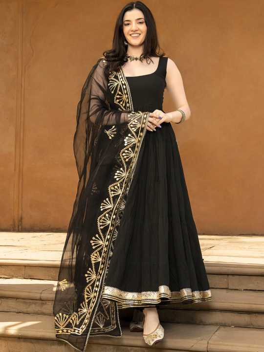 Vastranikhar Women Ethnic Motifs Empire Gotta Patti Kurta with Churidar & With Dupatta