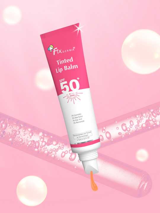 FIXDERMA 4% Kojic Acid SPF50+PA+++ Tinted Lip Balm With Ceramide & Shea Butter 15ml - Pink
