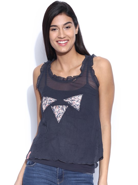Navy Sheer Top XS