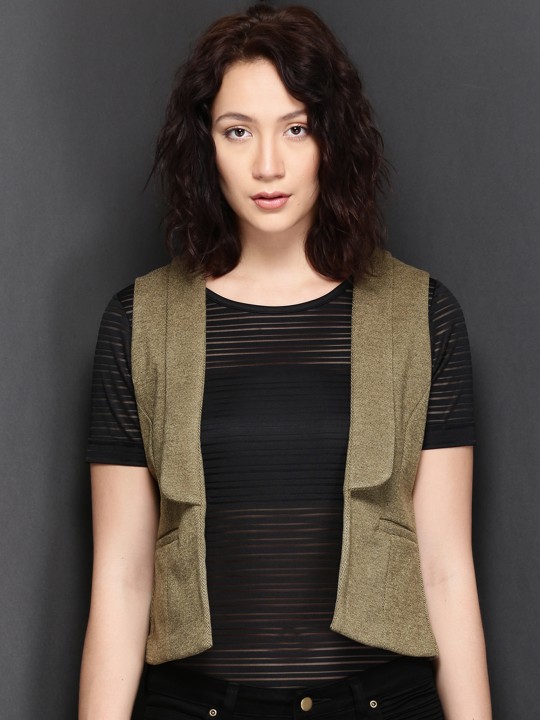 Khaki Manipulated Waistcoat S