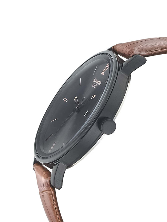 sleek men black analogue watch 7131nl02