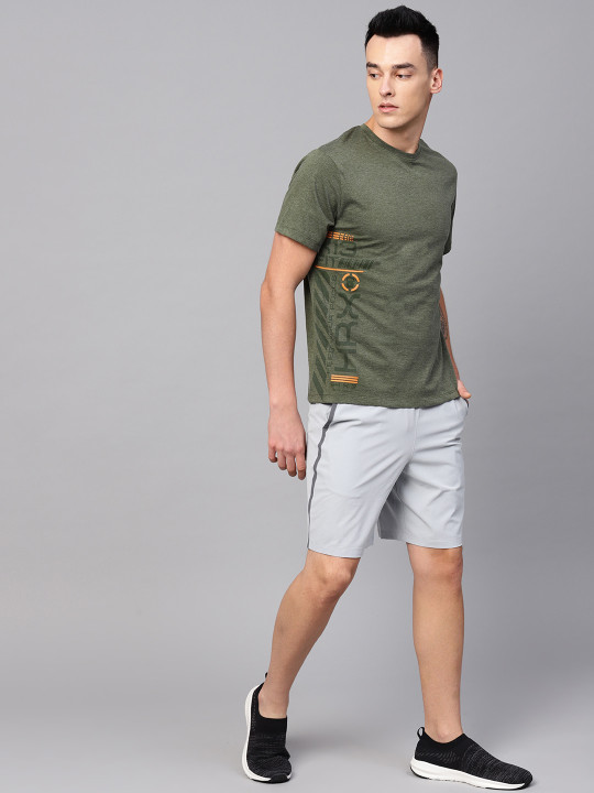 HRX by Hrithik Roshan Men Olive Green Printed Training T-shirt