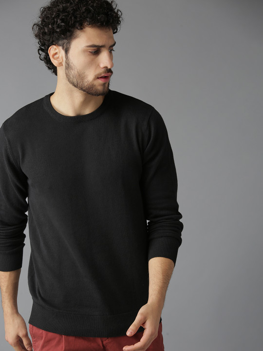 Roadster The Lifestyle Co Men Black Solid Sweater