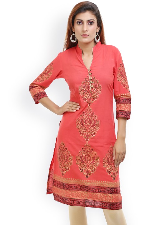 Red Printed Kurta S