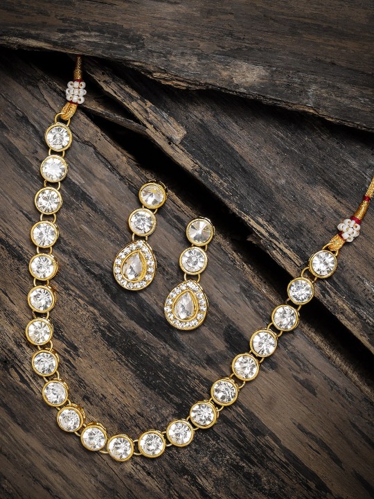 Zaveri Pearls Gold-Plated Studded Ethnic Jewellery Set