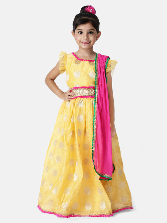 Yellow Ready to Wear Lehenga & Blouse with Dupatta