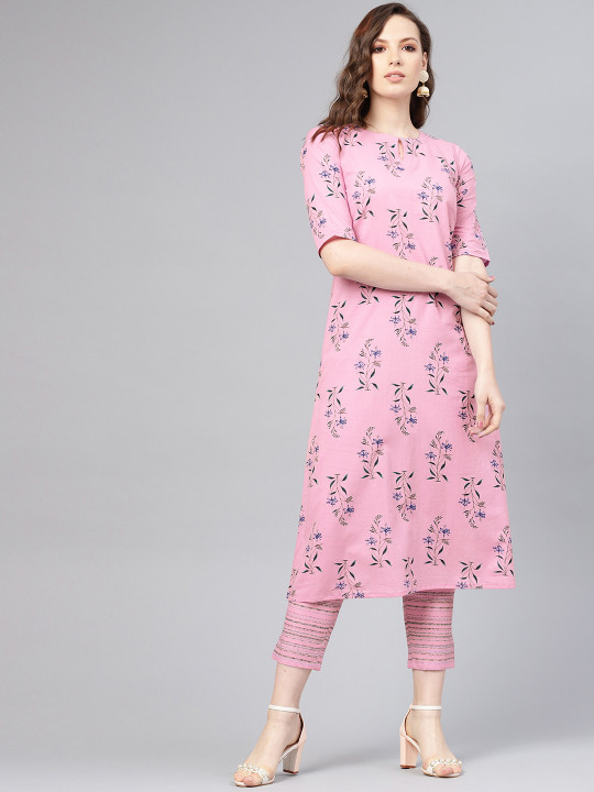 Gerua By Libas Floral Bliss Side Pocket Cotton Kurta Set