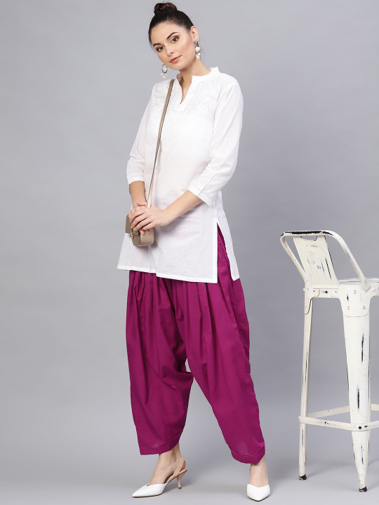 Women Magenta Solid Patiala Salwar