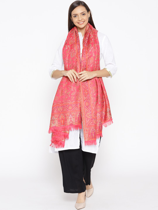 WEAVERS VILLA Women Paisley Kani Kalamkari Patterned Winter Shawl