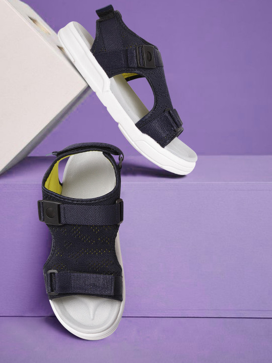 HRX by Hrithik Roshan Men Navy Blue Woven Design Hook & Loop Athleisure Sandal