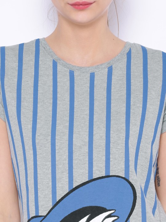 Grey Melange Printed T-shirt S