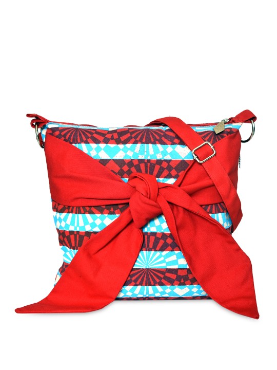Blue & Red Printed Sling Bag