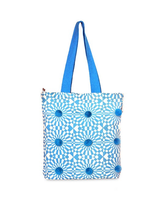 Blue Printed Tote Bag