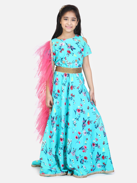 Green Ready to Wear Lehenga & Blouse with Dupatta
