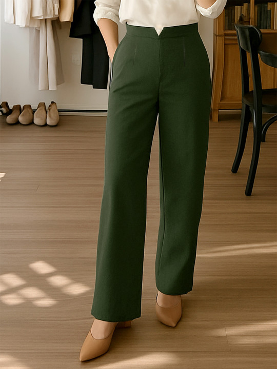 SASSAFRAS Women Olive Green Trousers