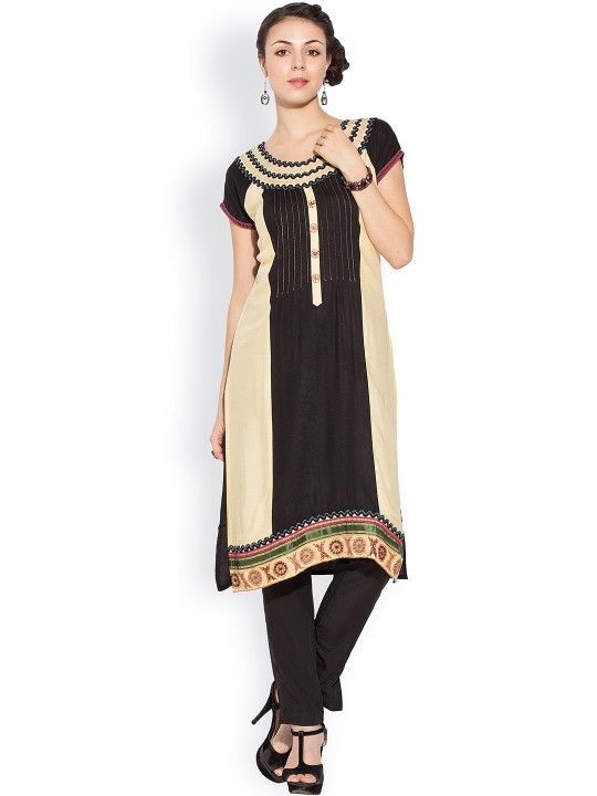 Black & Beige Kurta XXS