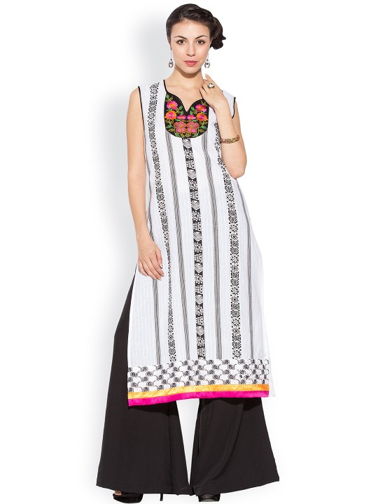 White Printed Kurta XXS