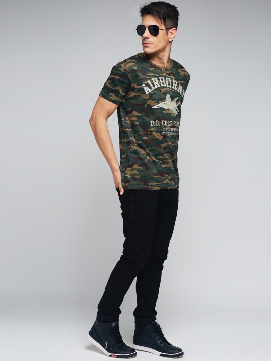 Olive Green Printed Track Pants S