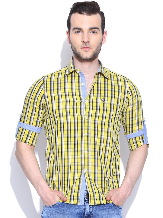 Yellow Checked Casual Shirt 38