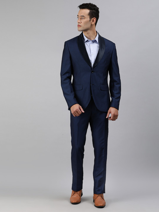 Blackberrys Men Navy Blue Slim Fit Single-Breasted 2-Piece Formal Suit