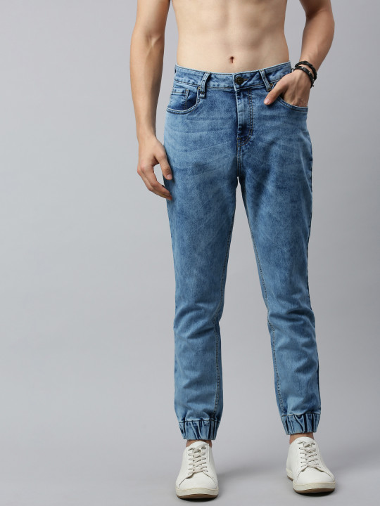 Roadster Men Blue Jogger Fit Mid-Rise Clean Look Stretchable Jeans