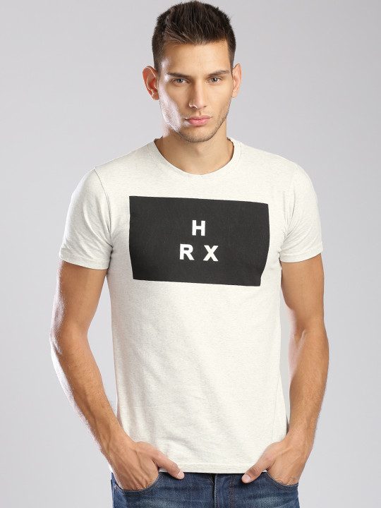 Grey Melange Printed T-shirt XXL