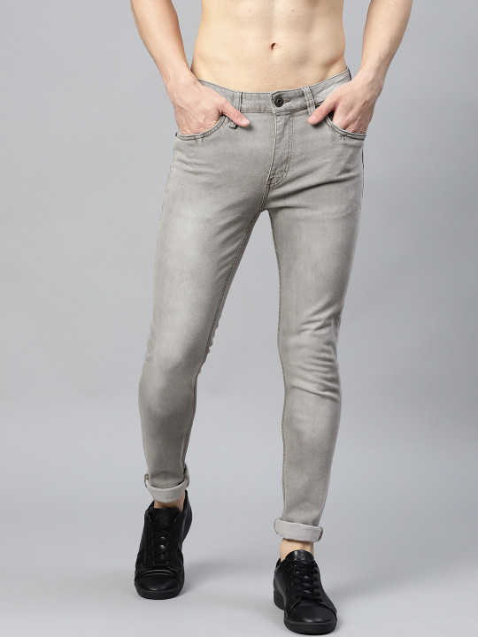 Roadster GreenTurn Men Grey Skinny Fit Mid-Rise Clean Look Stretchable Jeans