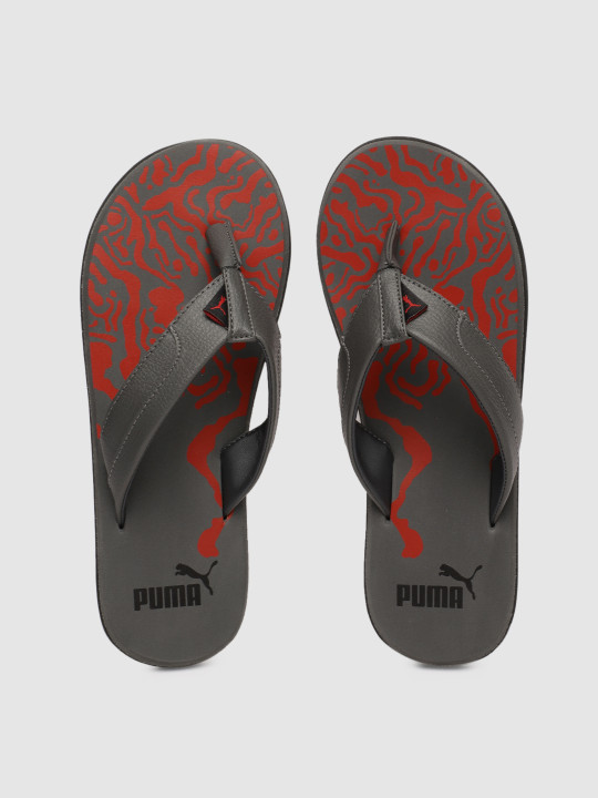 Puma Men Grey Printed Oleum Thong Flip-Flops